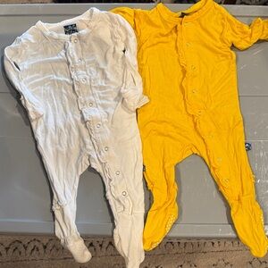 Kickee Pants White and Yellow Kids Footies (2)